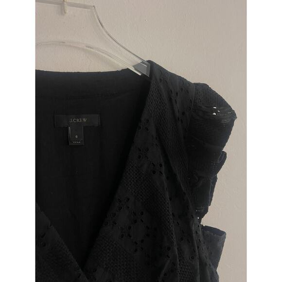 J Crew Dress 6 Ruffle Cotton Eyelet Button Front Midi Cotton Lined Preppy - Picture 6 of 9
